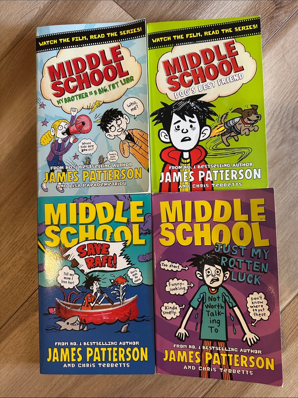 James Patterson Middle School 4 Paperback Book Bundle Lot Set 2